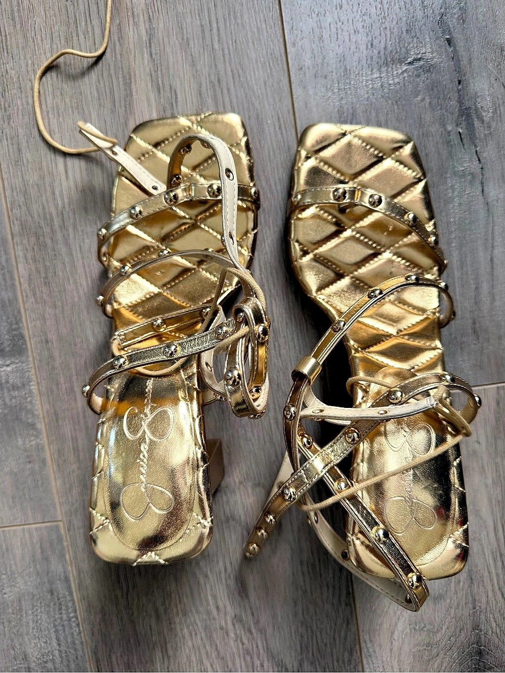 Jessica Simpson JS-ZA7E Gold Metallic Leather Heels US 10 Like New